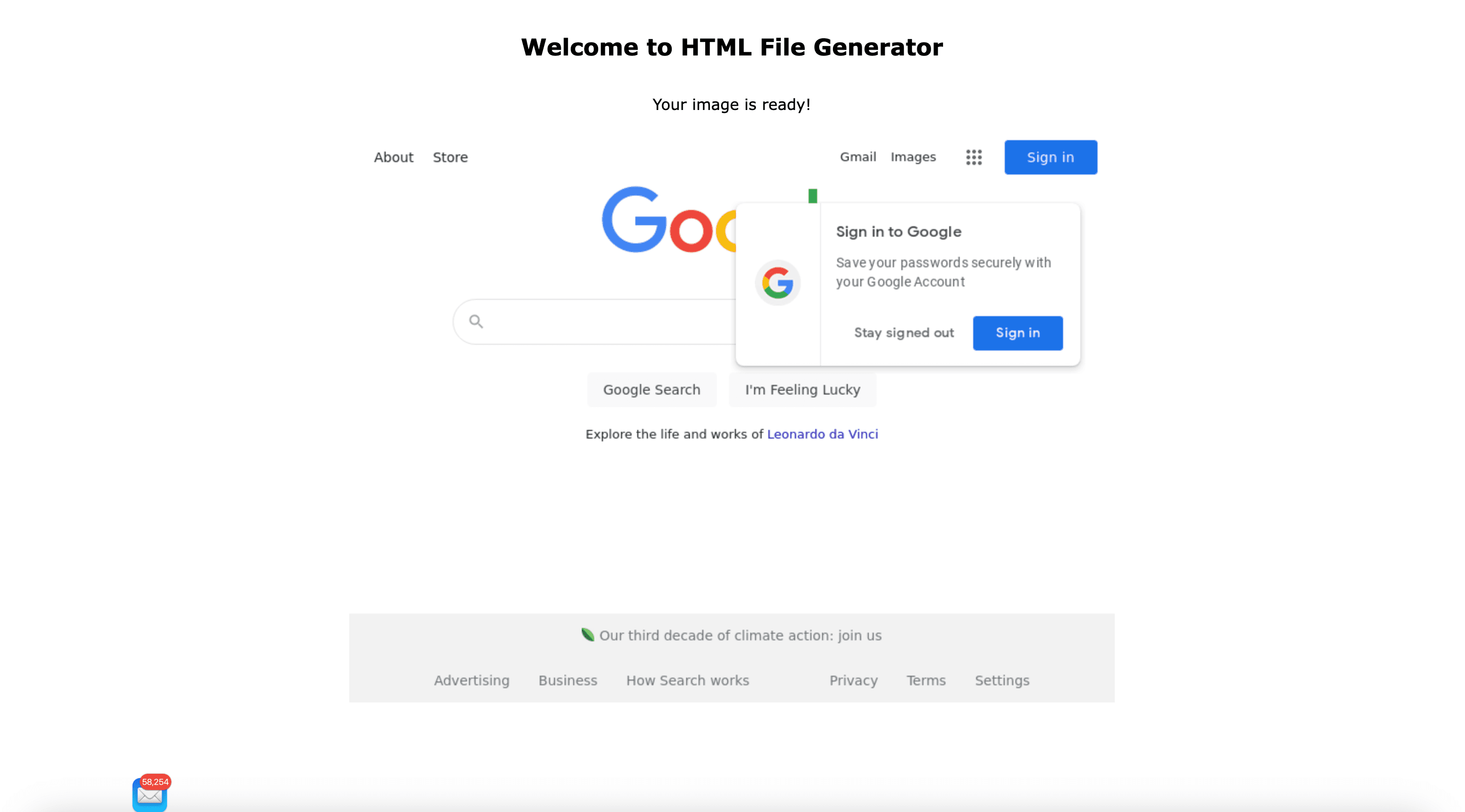 Picture of HTML to File project